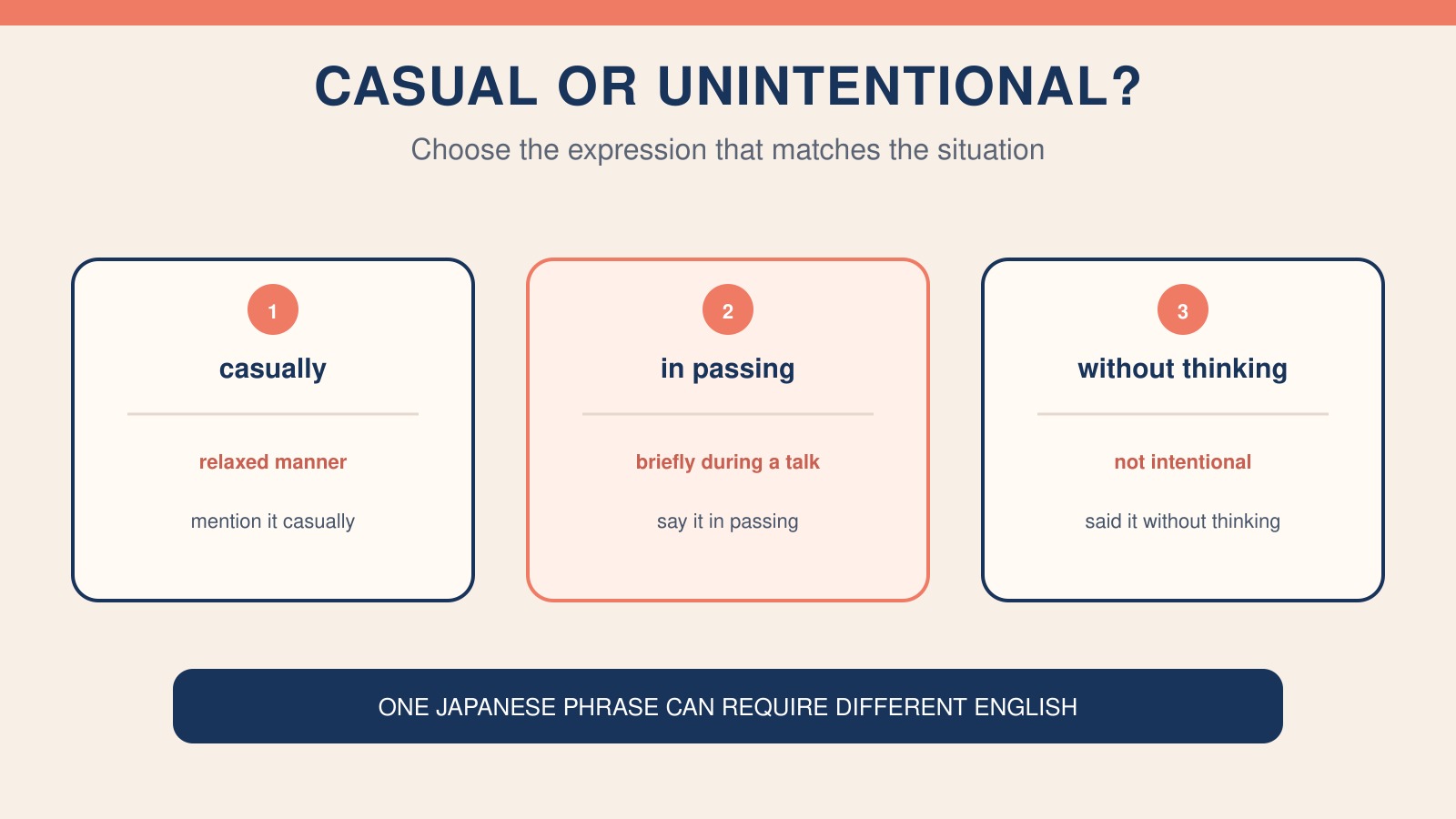 何気なくを表す英語3表現の違い