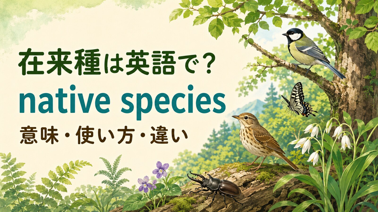 在来種・固有種・外来種の違いを示す比較図