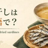 煮干しの英語名と代表的な姿を紹介する画像
