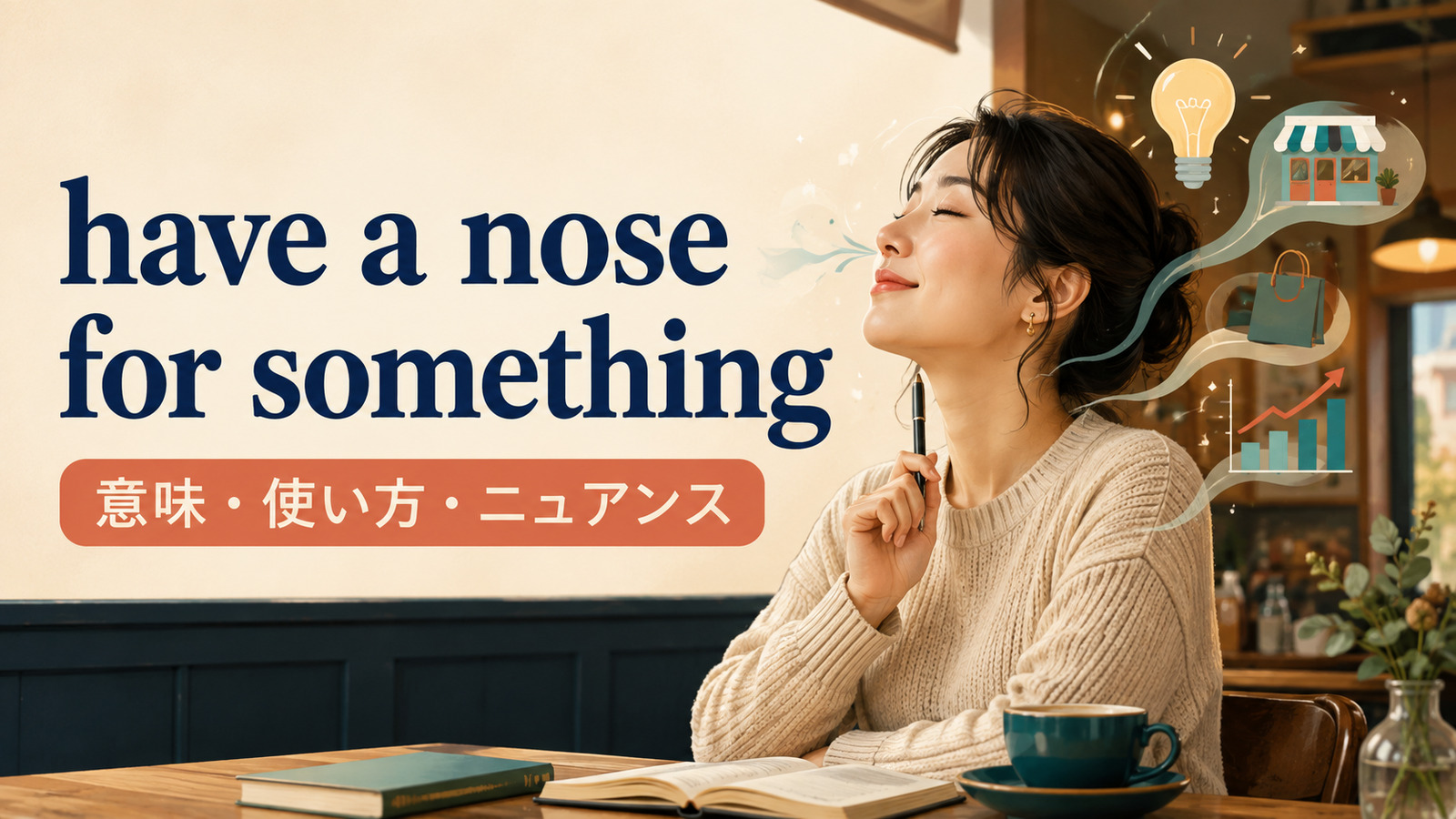 have a nose for somethingの意味・使い方・ニュアンスを解説するアイキャッチ画像