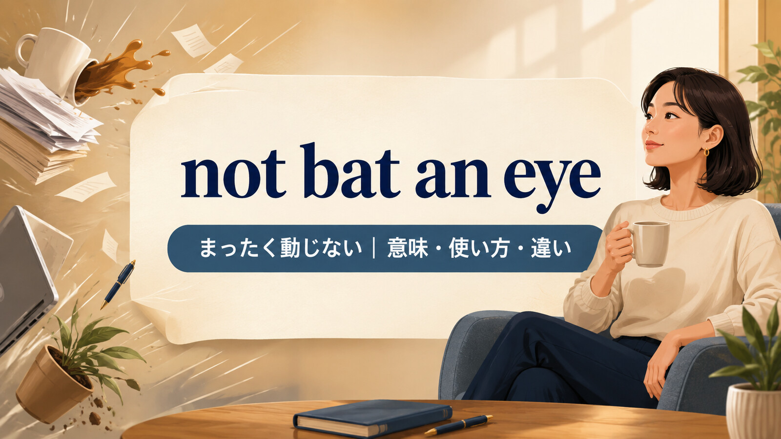 not bat an eyeの意味・使い方・違いを解説するアイキャッチ画像