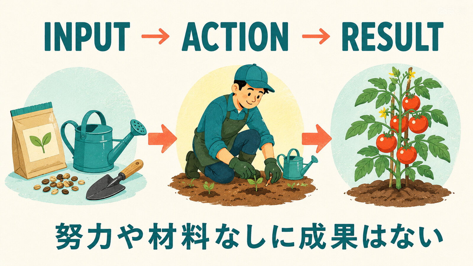 Nothing comes from nothing.の直訳と実際の意味を比較する解説イラスト