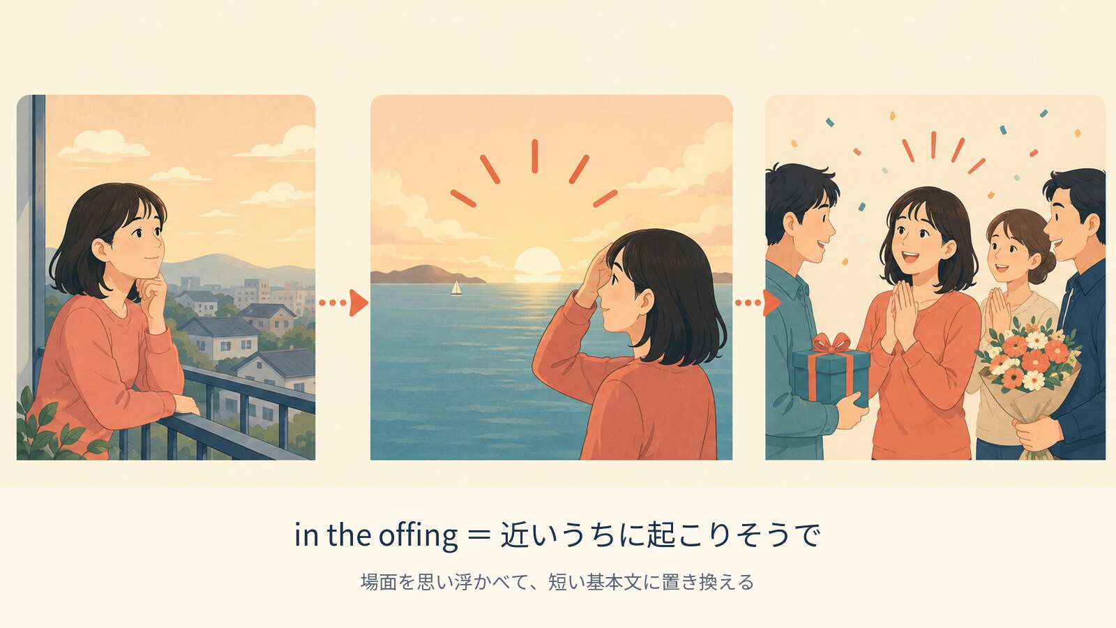 in the offing の意味を示す解説イラスト