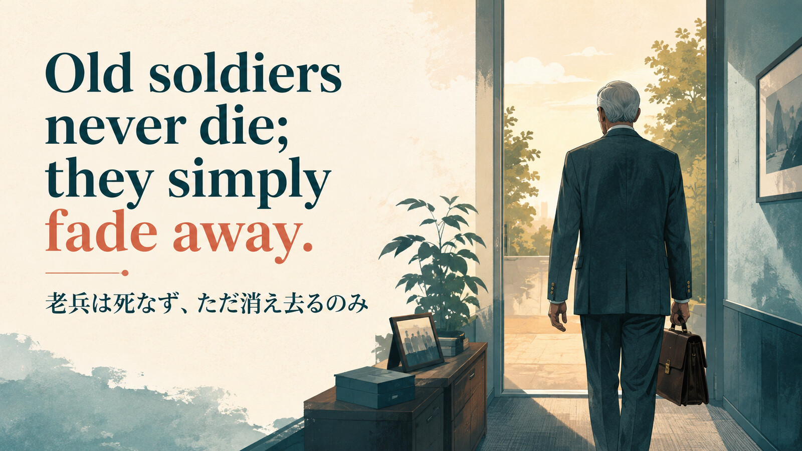 Old soldiers never die; they simply fade away.の意味は？使い方・ニュアンス・例文を解説