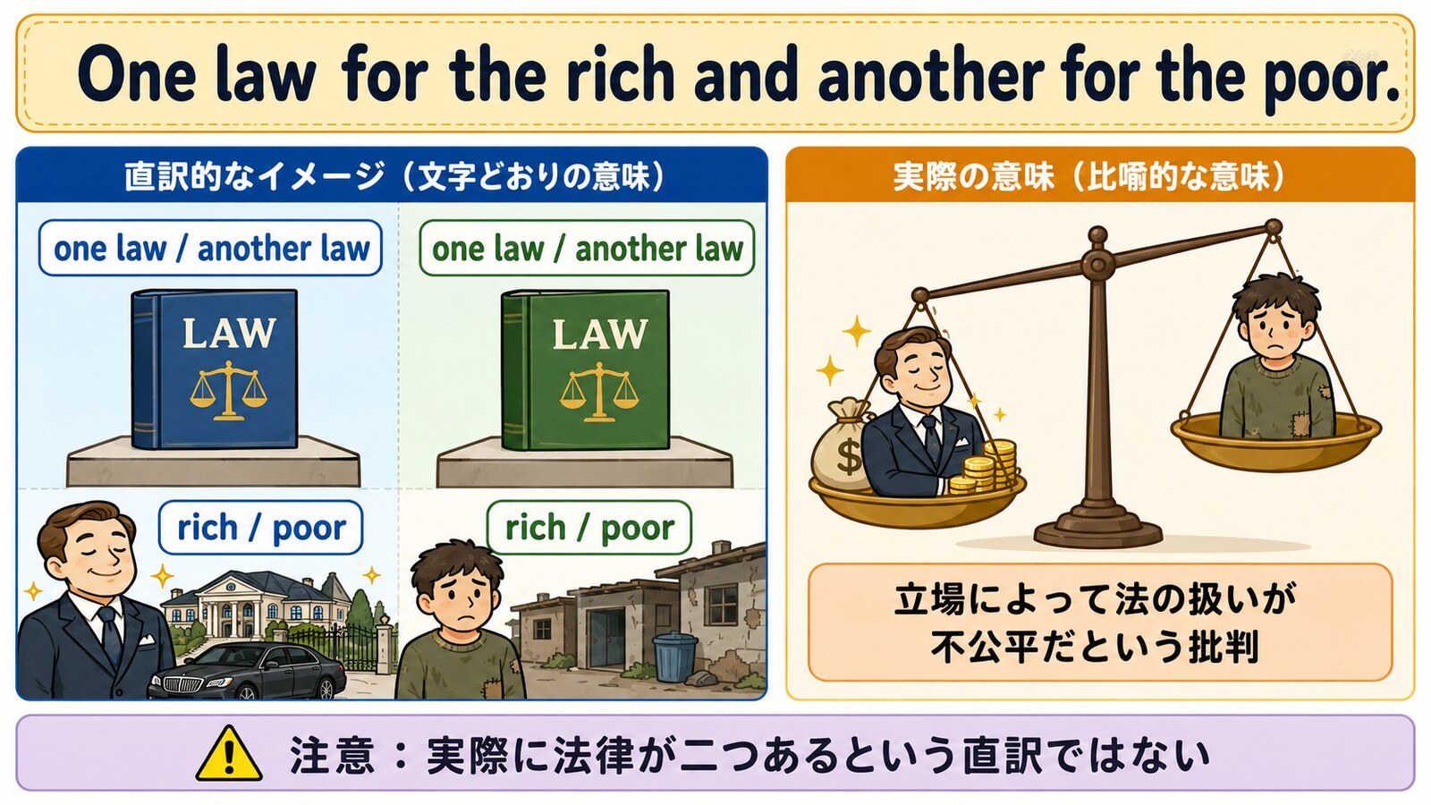 One law for the rich and another for the poor.の意味を図解
