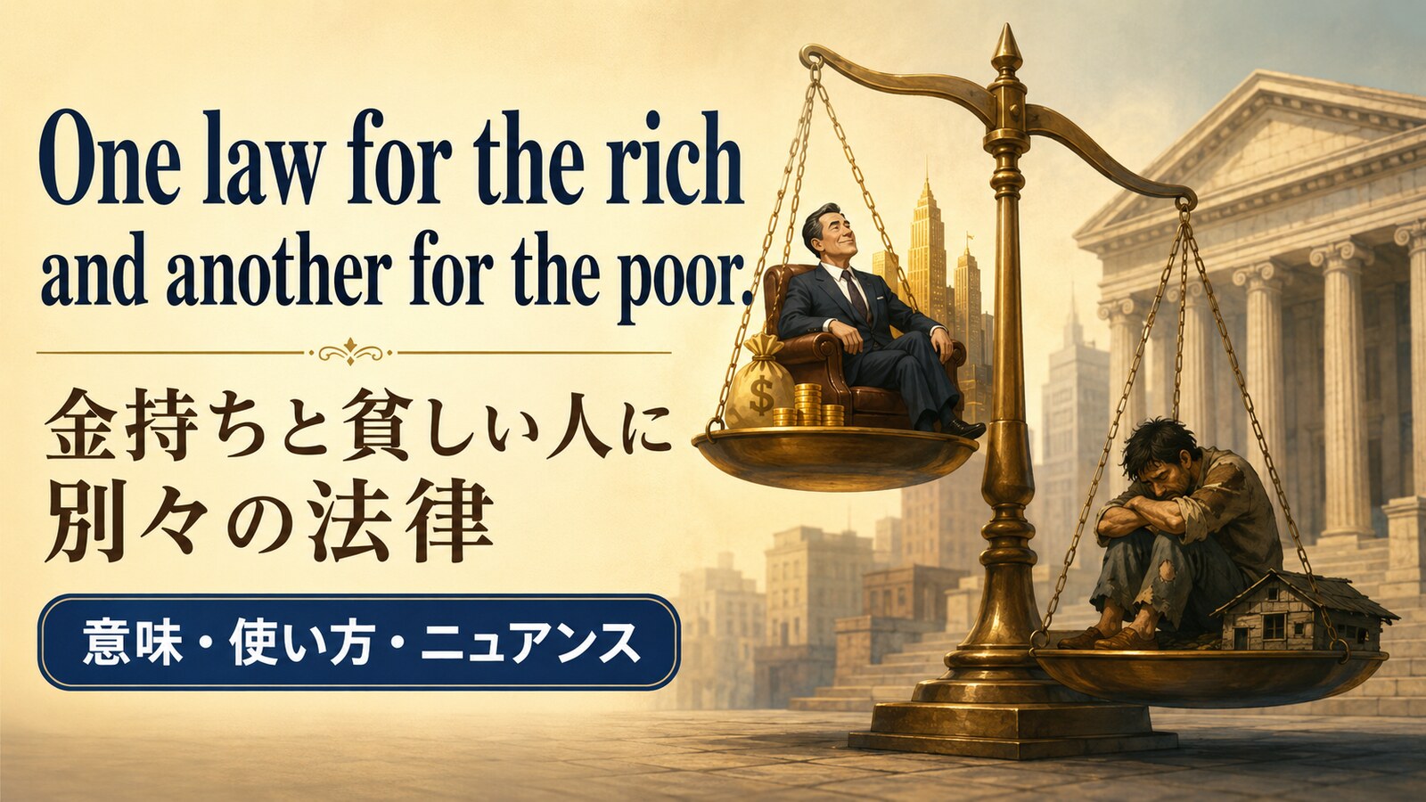 One law for the rich and another for the poor.の意味・使い方・ニュアンス｜例文と簡単な言い換え