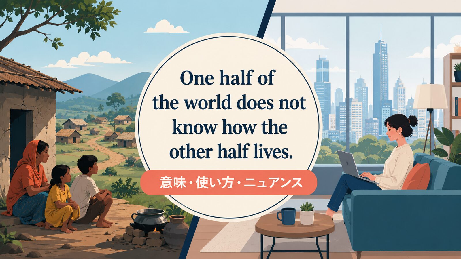 One half of the world does not know how the other half lives. の意味は？使い方・ニュアンスと例文
