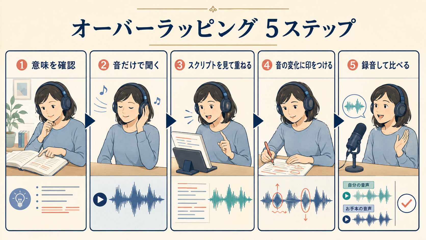 英語オーバーラッピングの練習手順5ステップ