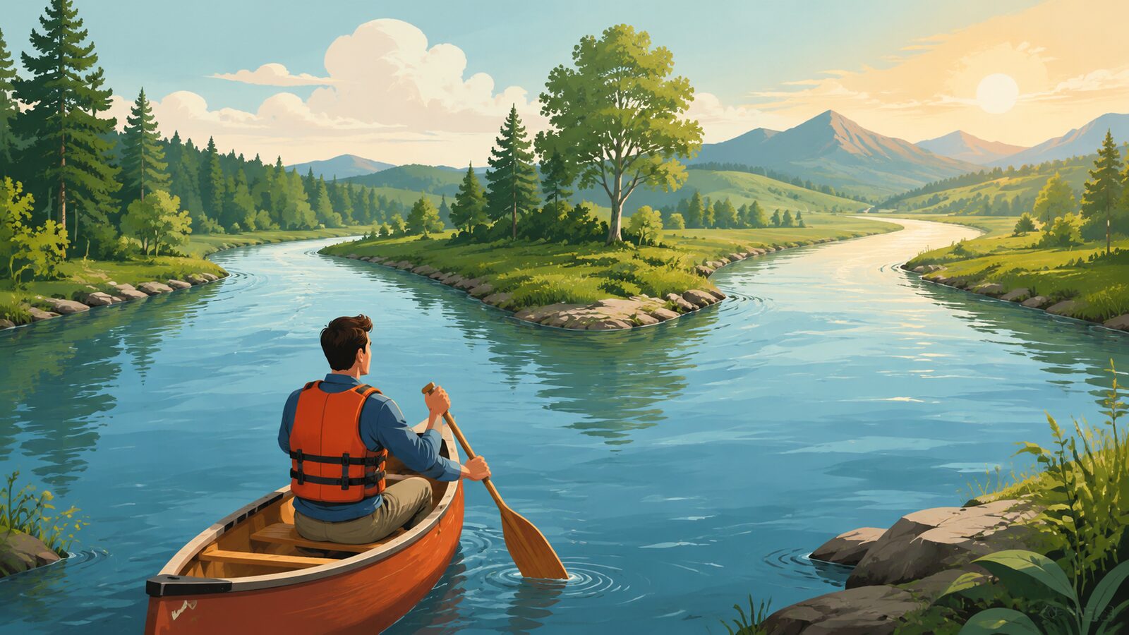 Paddle your own canoe.の意味とニュアンスを示すイラスト