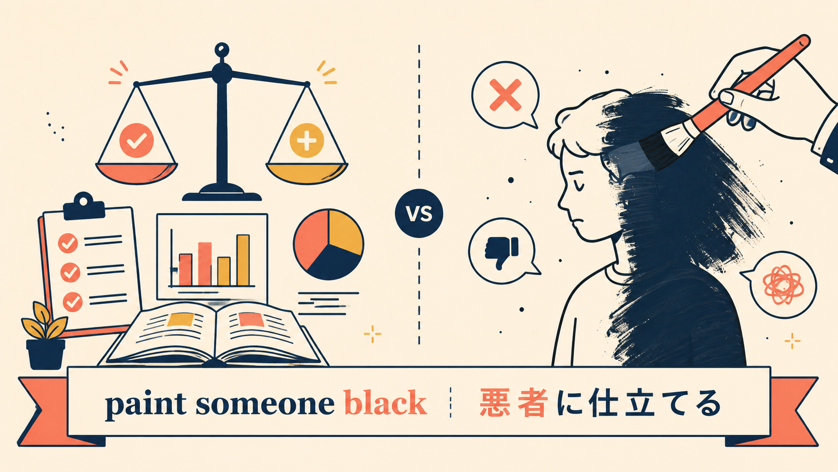 paint someone blackの語感と使い方を視覚的に示す解説イラスト