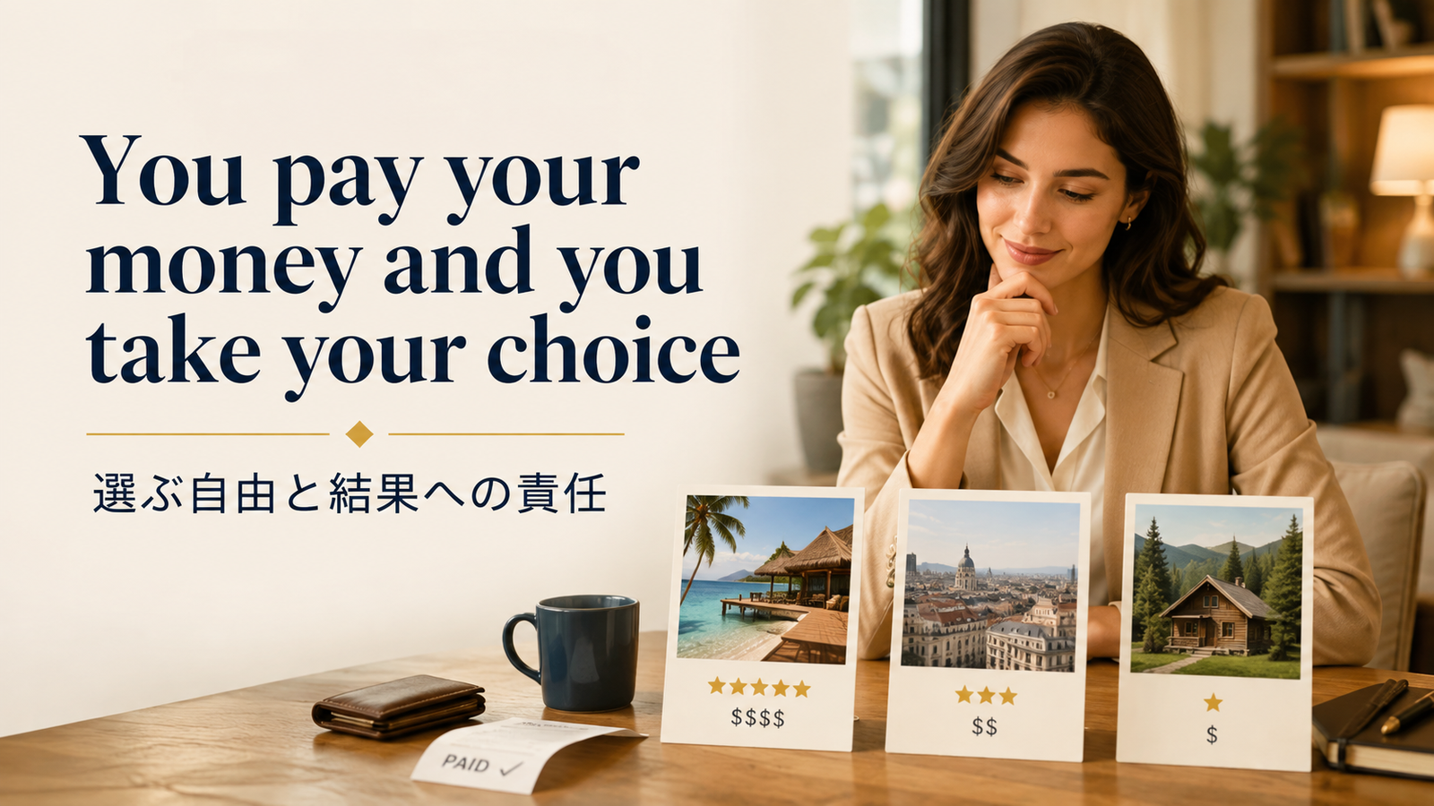 You pay your money and you take your choiceの意味は？使い方・ニュアンス・例文と簡単な言い換え