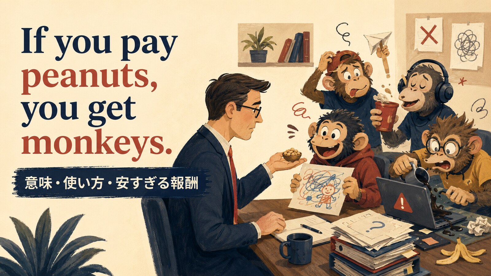 If you pay peanuts, you get monkeysの意味・使い方｜ニュアンスと例文、似た表現との違い