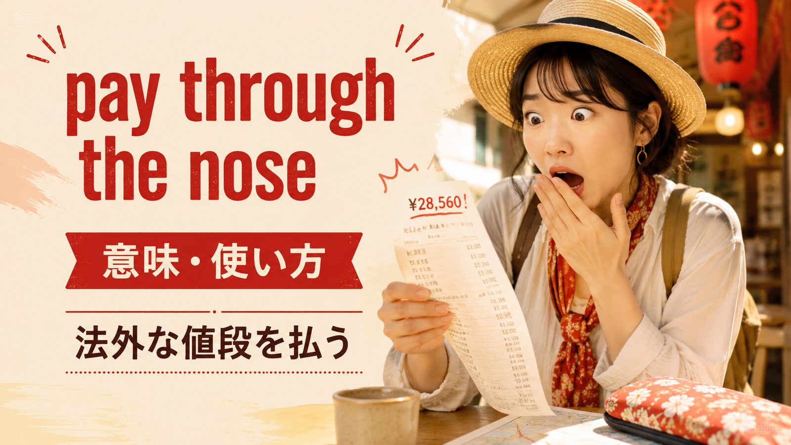 pay through the noseの意味と使い方を解説するアイキャッチ