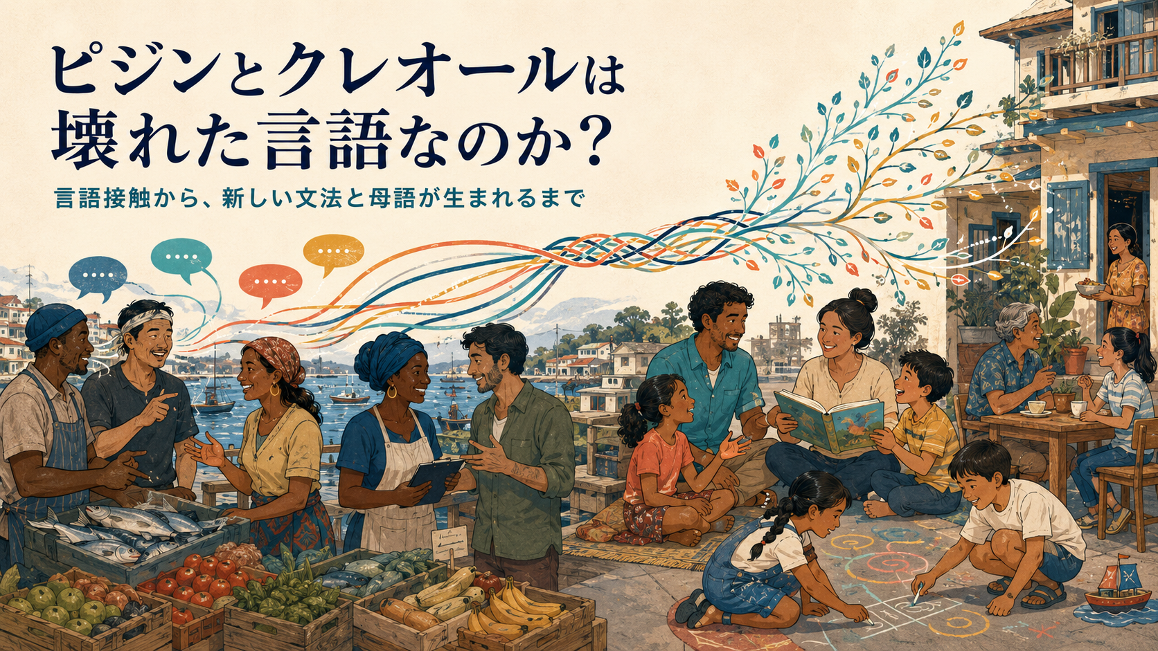 多言語の接触から共同体と子どもの新しい言語が育つ様子