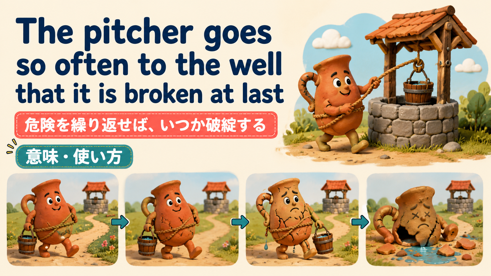 The pitcher goes so often to the well that it is broken at lastの意味