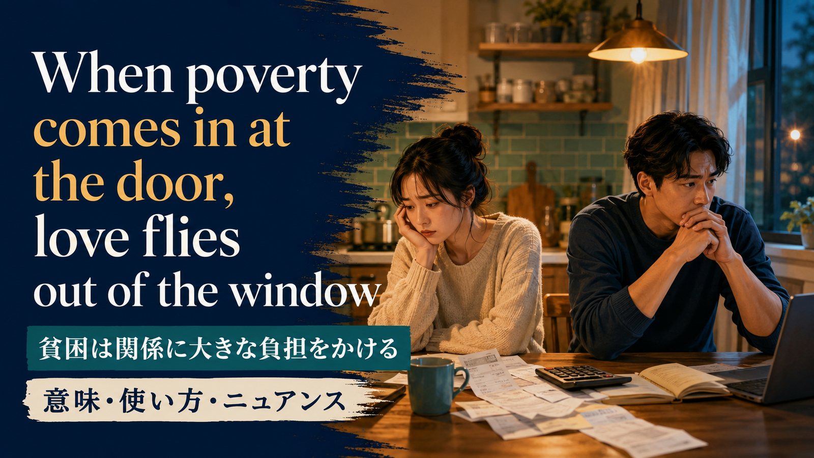 When poverty comes in at the door, love flies out of the window の意味・使い方｜ニュアンスと例文を解説
