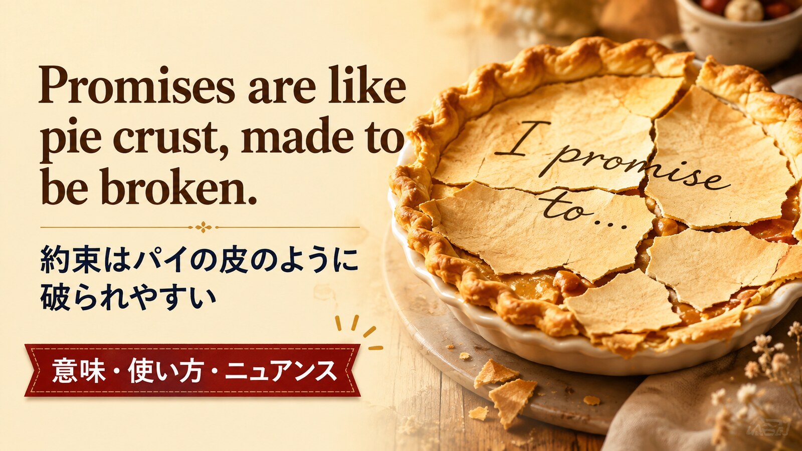 Promises are like pie crust, made to be broken.の意味・使い方