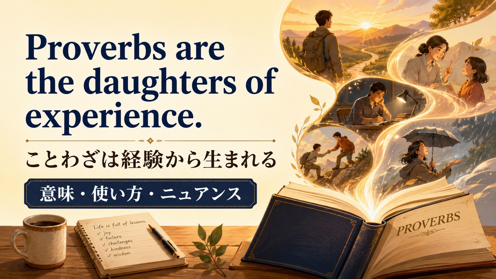 Proverbs are the daughters of experience.の意味・使い方・ニュアンス｜例文と簡単な言い換え