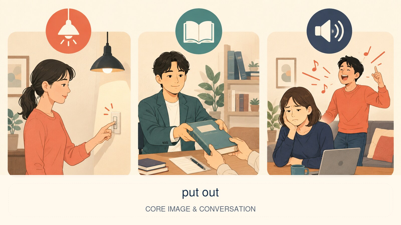 put outの意味を示す解説イラスト