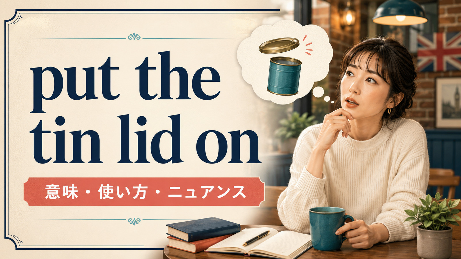 put the tin lid onの意味・使い方・ニュアンスを解説するアイキャッチ画像