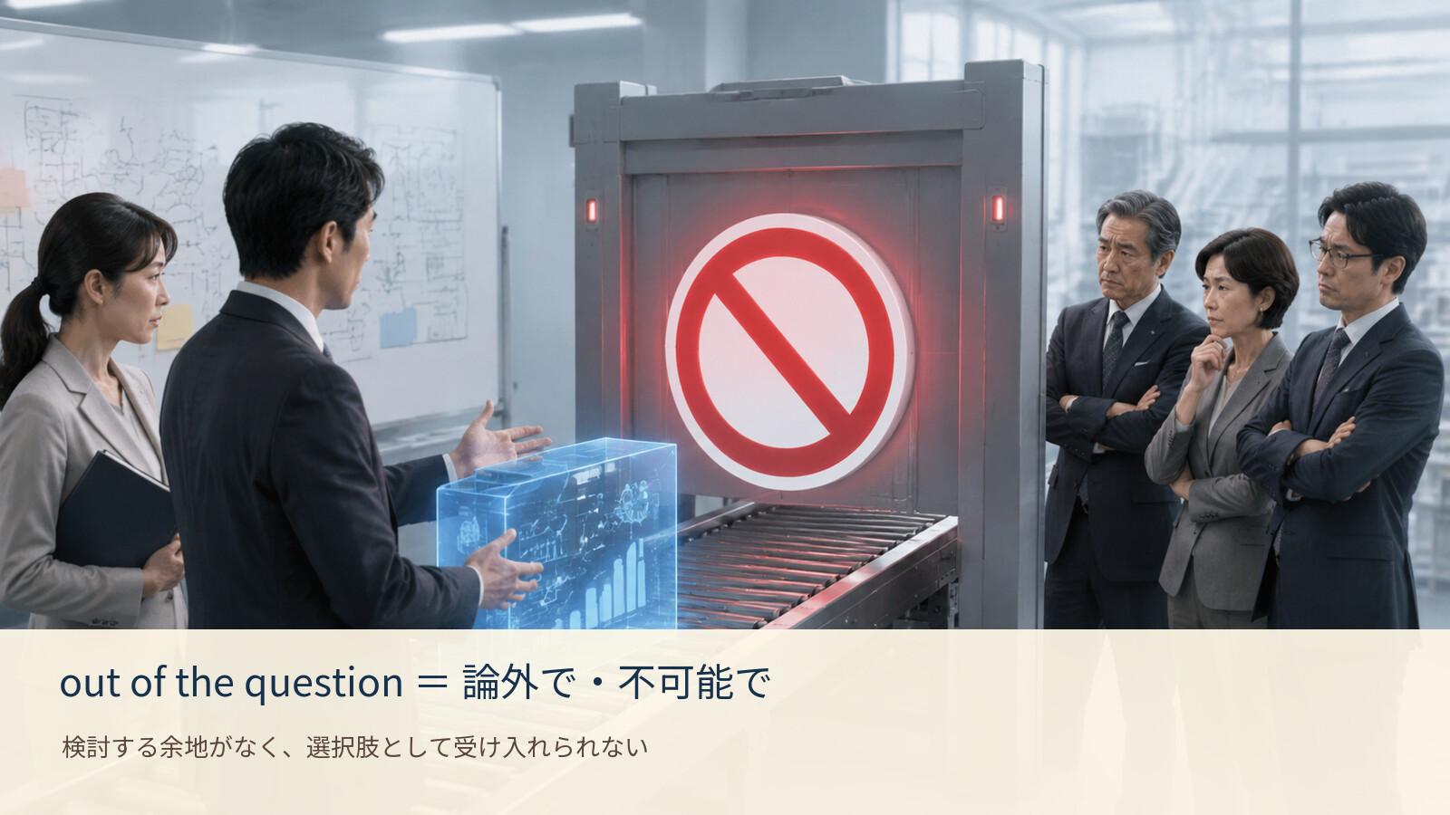 out of the question の意味を示す解説イラスト