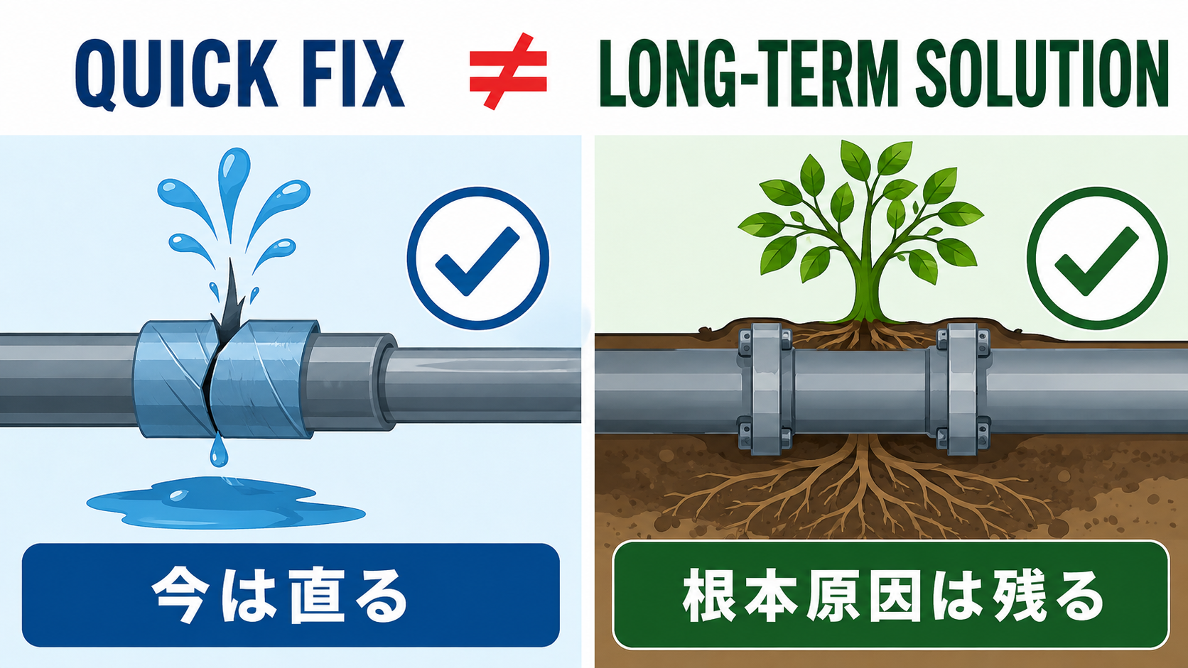 quick fixの直訳・意味・使い方を説明する教材イラスト