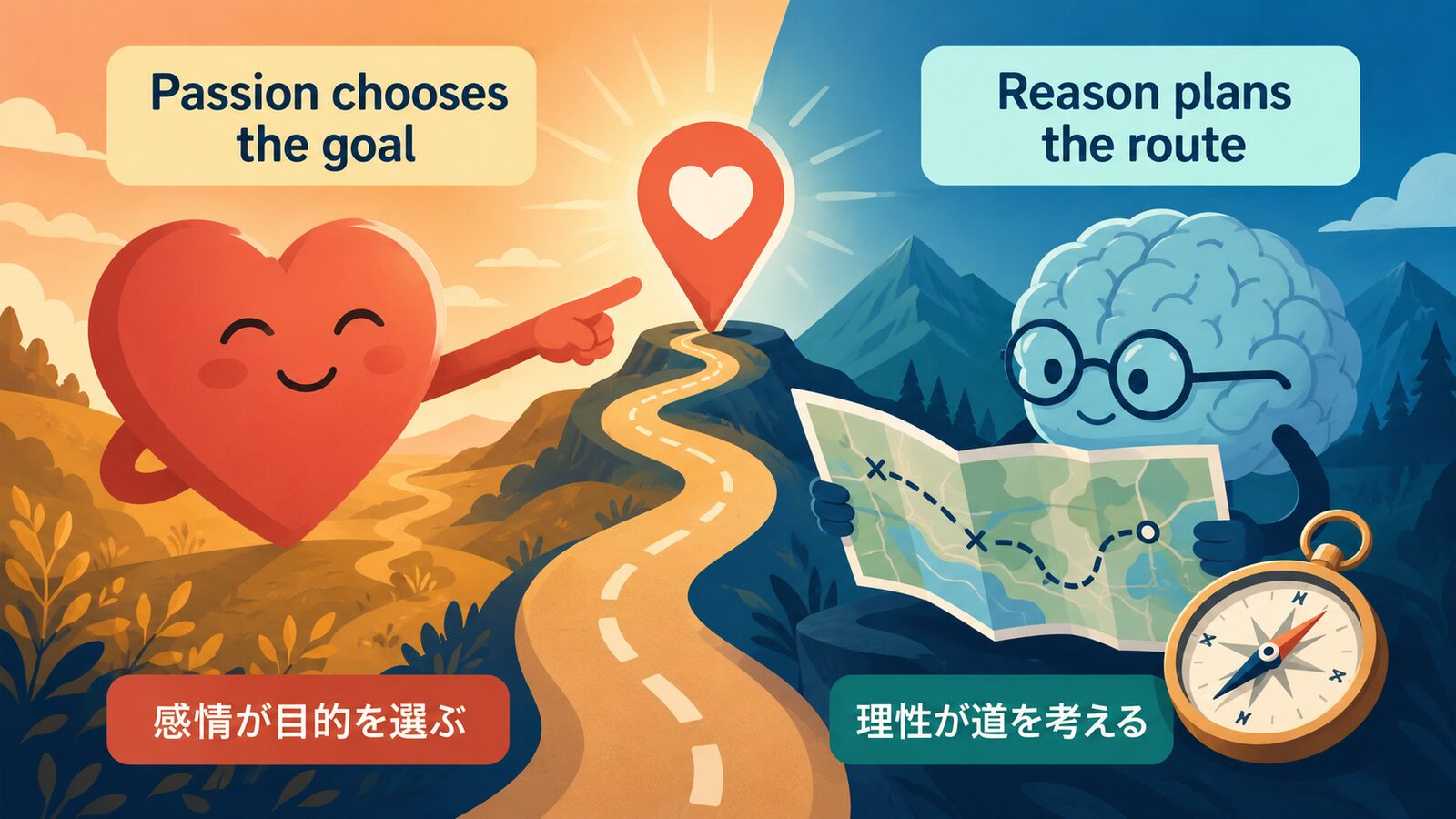Reason is the slave of the passions.を直訳と実際のニュアンスで比較した解説イラスト
