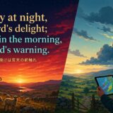 Red sky at night, shepherd's delight; red sky in the morning, shepherd's warning.の意味と使い方