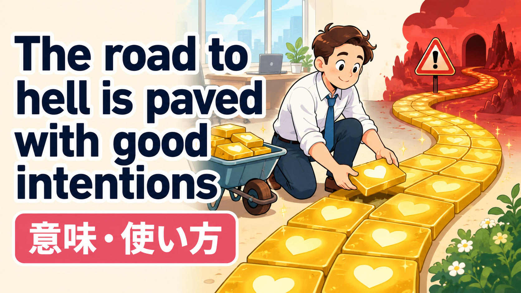 The road to hell is paved with good intentionsの意味と使い方