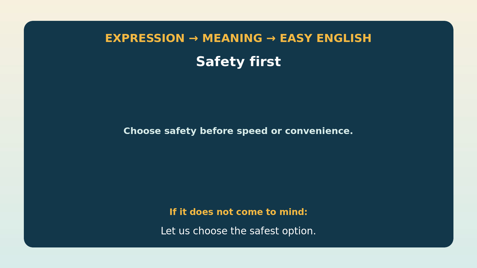 Safety firstの直訳・本当の意味・簡単な言い換えの比較図
