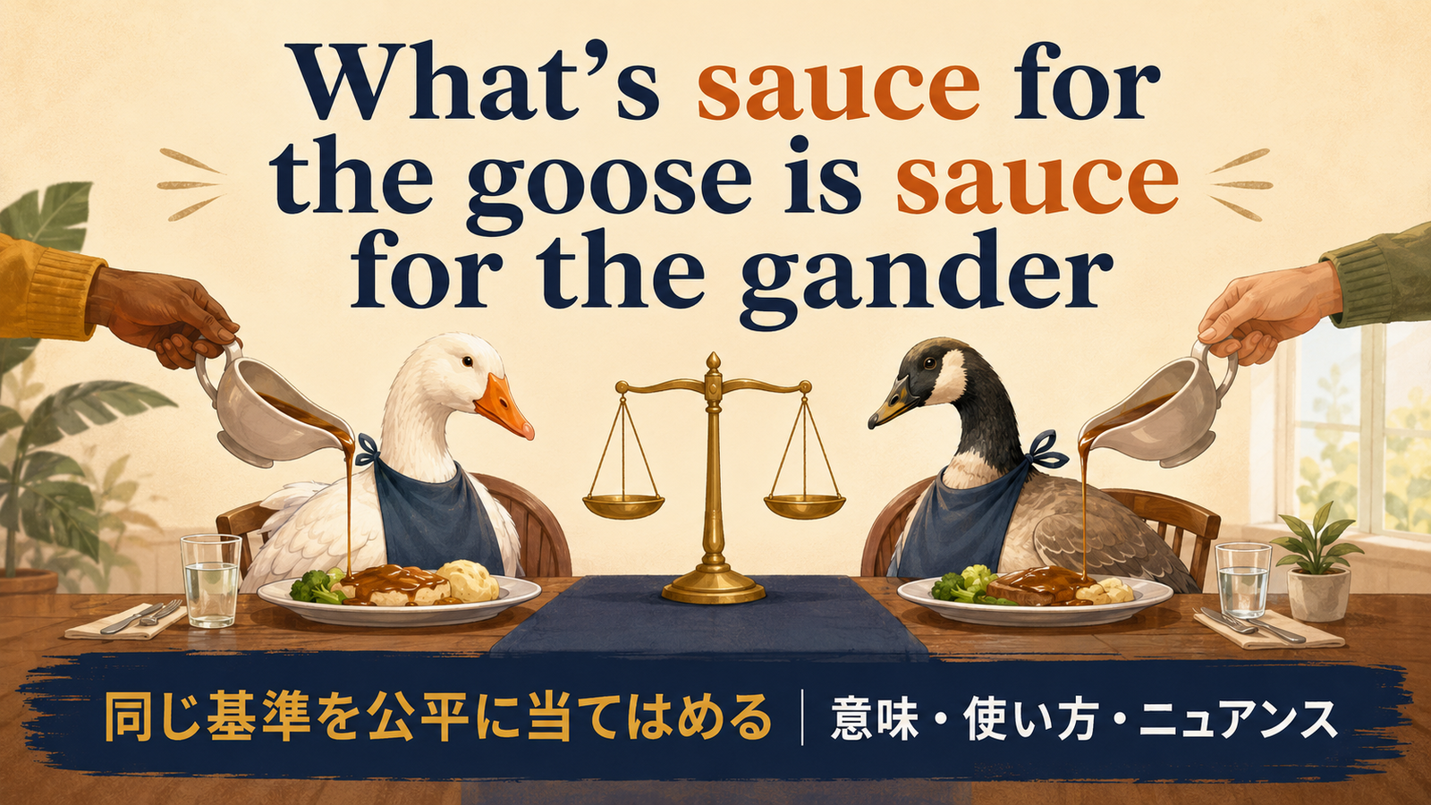 What's sauce for the goose is sauce for the ganderの意味と使い方