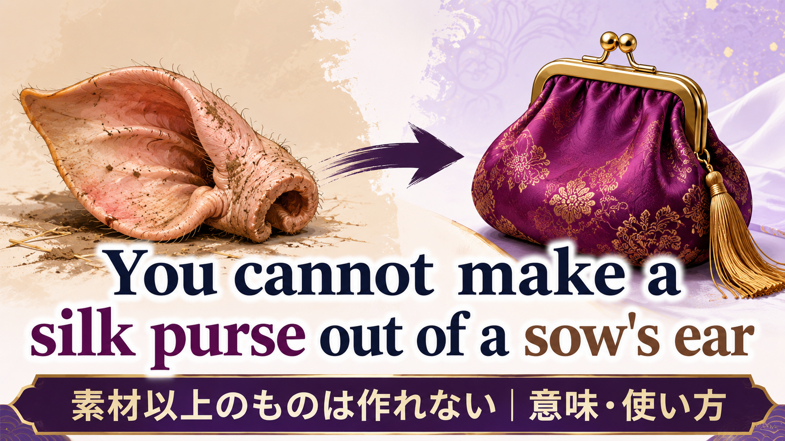 You cannot make a silk purse out of a sow’s ear の意味・使い方｜ニュアンスと例文を解説
