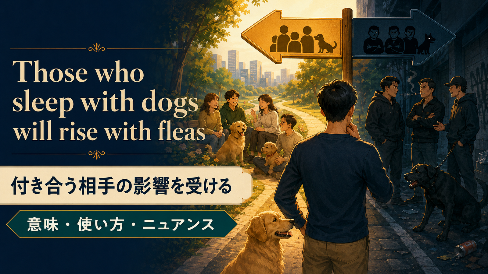 Those who sleep with dogs will rise with fleasの意味は？使い方・ニュアンス・例文を解説