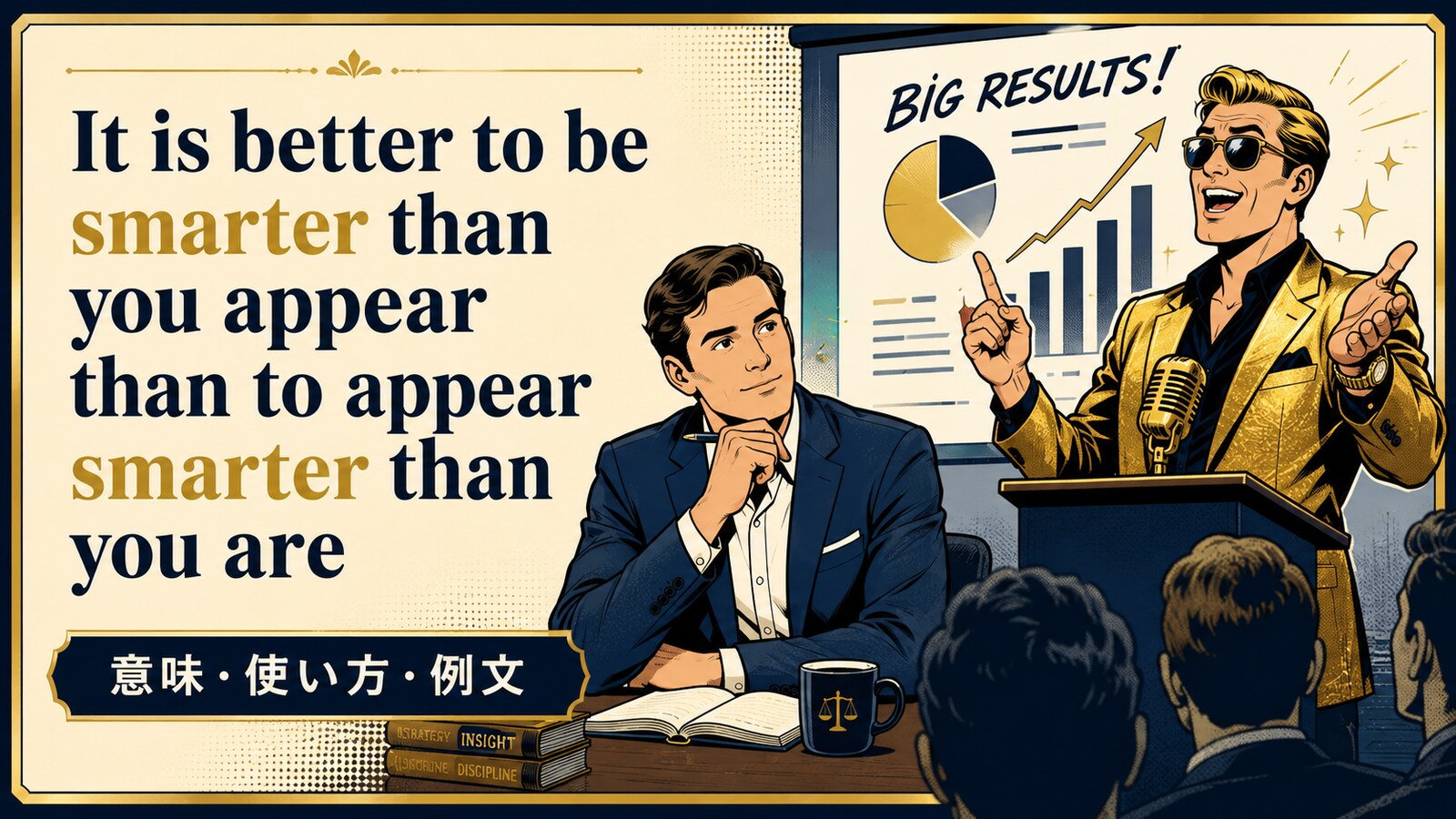 It is better to be smarter than you appear than to appear smarter than you areの意味・使い方を解説するアイキャッチ