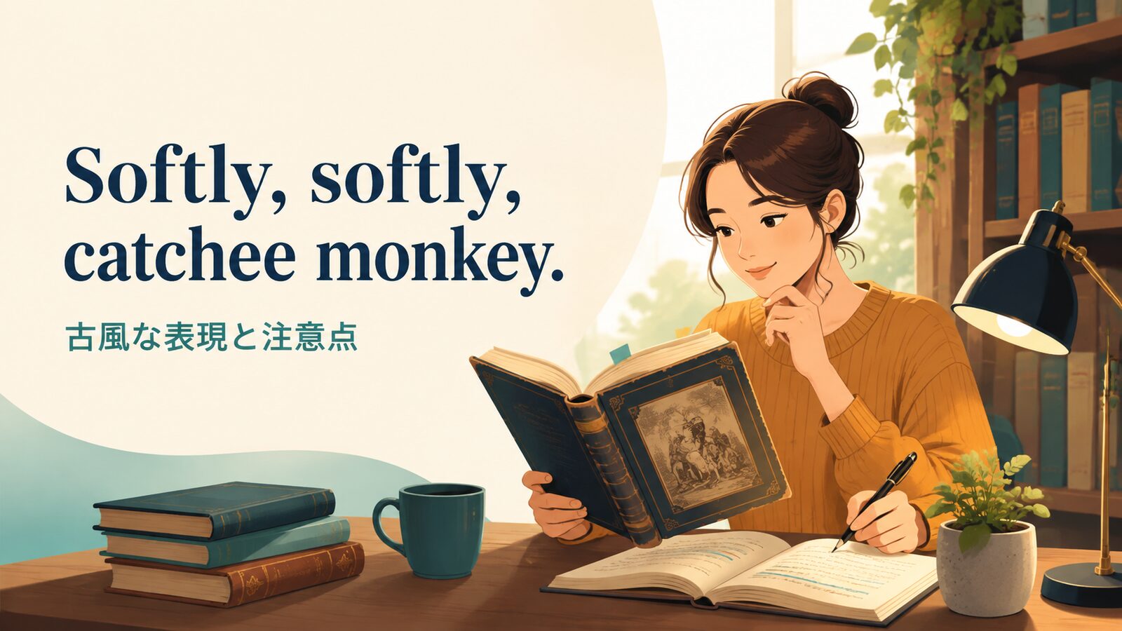 Softly, softly, catchee monkey.の意味・使い方｜ニュアンス・例文・似た表現を解説