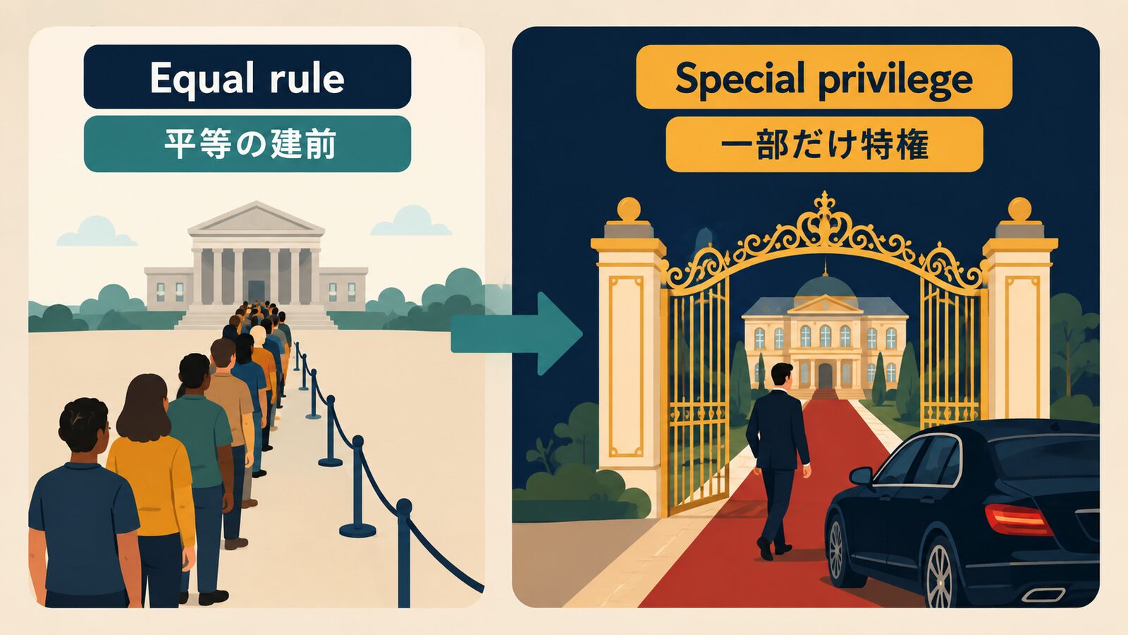 Some are more equal than others.の直訳と実際のニュアンスを比較した解説イラスト