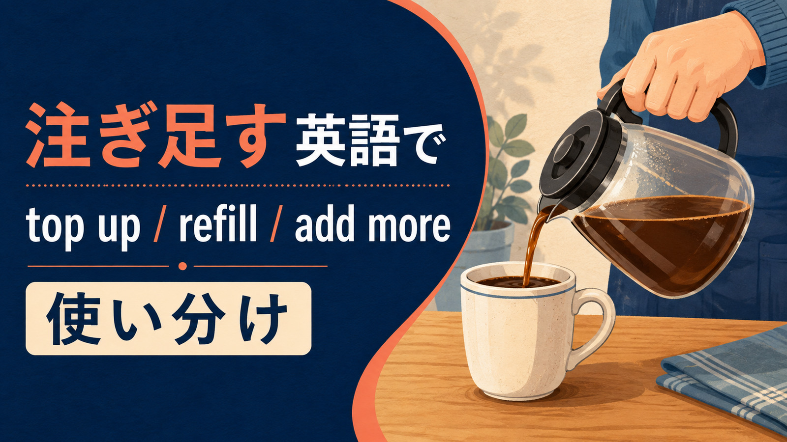 注ぎ足すを英語で表す主要表現の使い分け