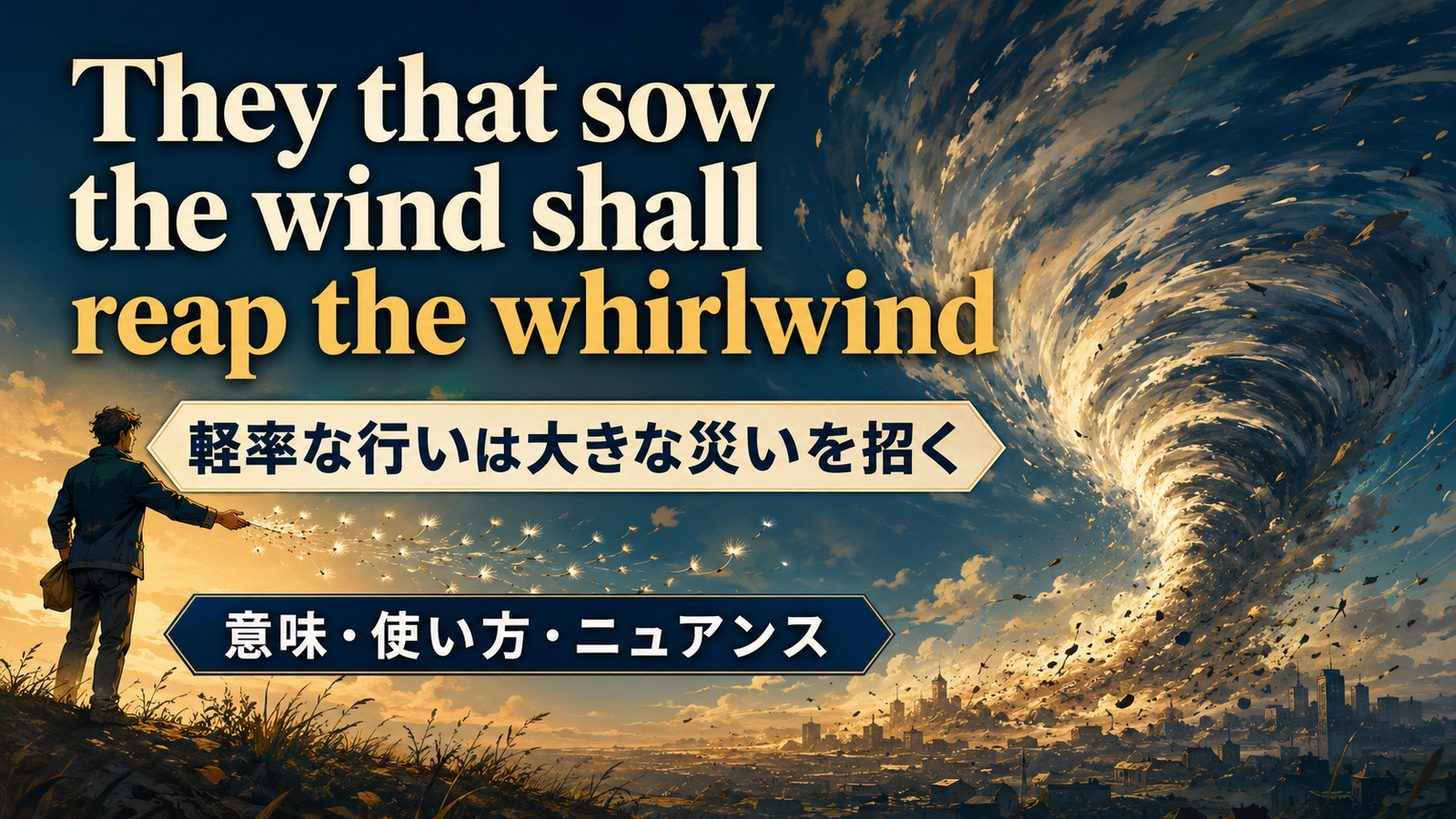 They that sow the wind shall reap the whirlwindの意味は？使い方・ニュアンス・例文を解説