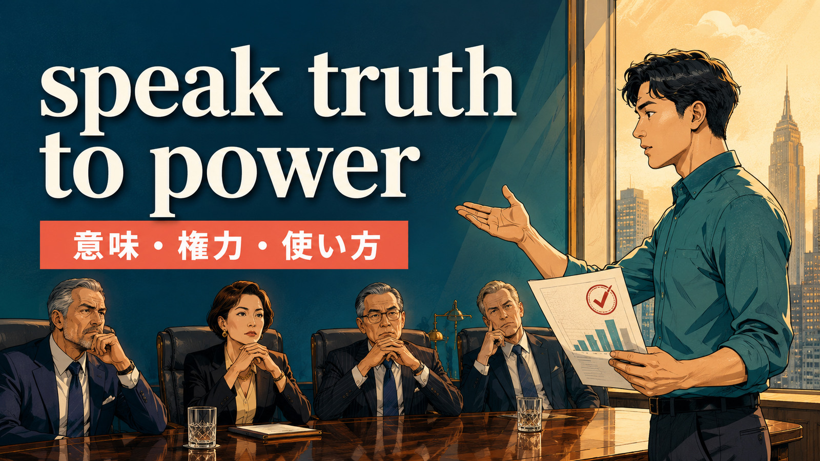 speak truth to powerの意味・使い方を解説するアイキャッチ