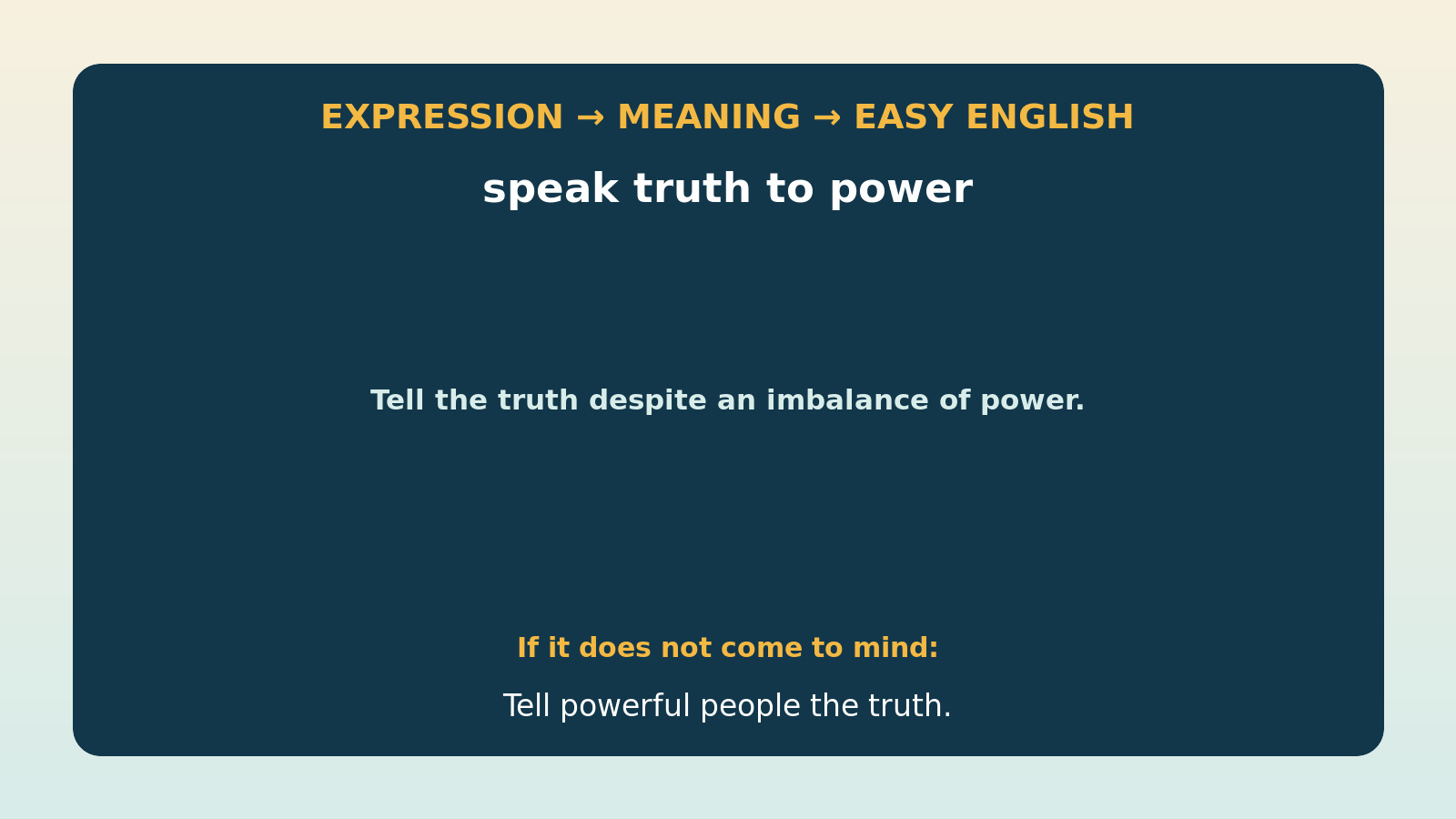 speak truth to powerの直訳・本当の意味・簡単な言い換えの比較図