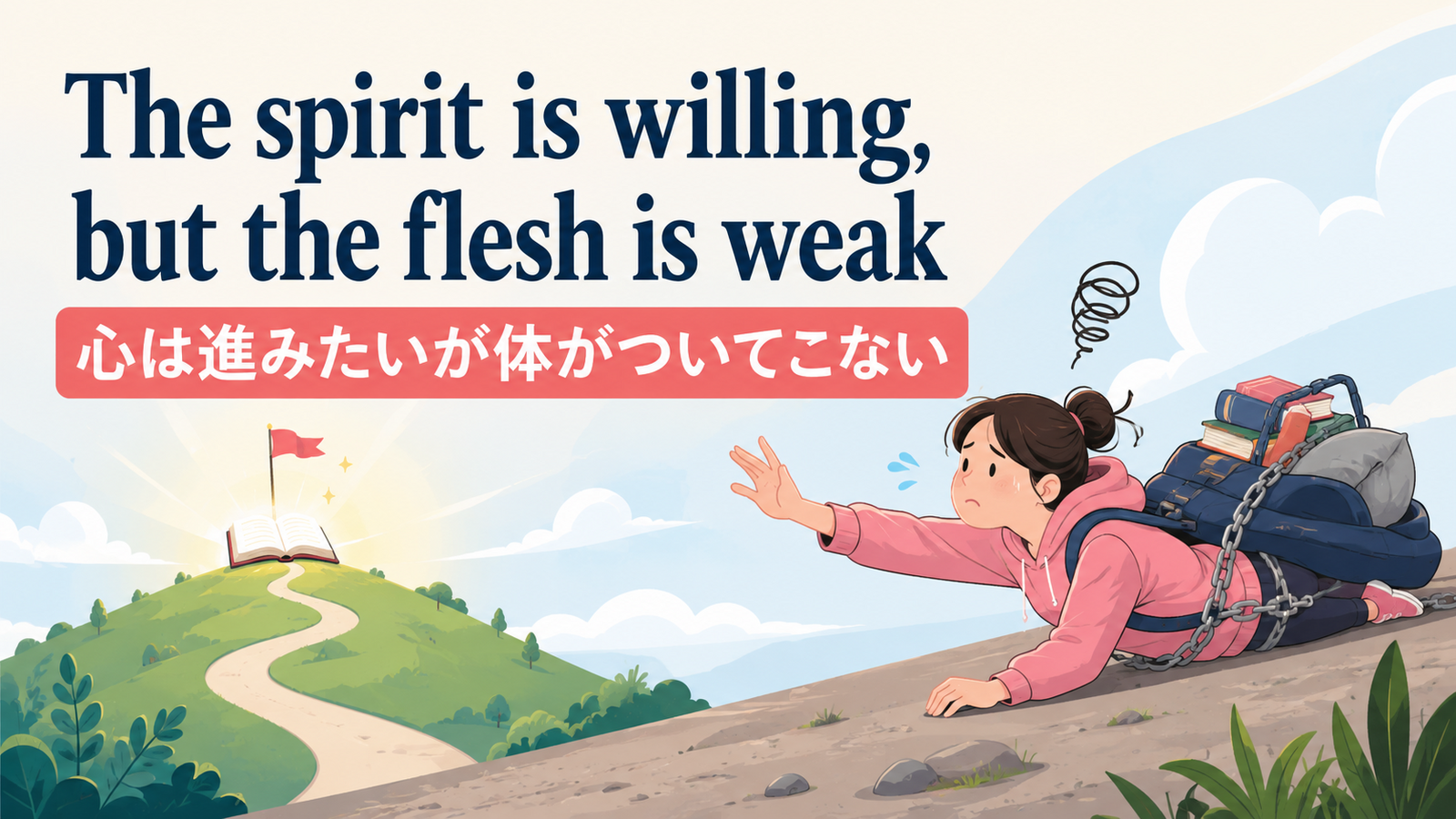 The spirit is willing, but the flesh is weakの意味と使い方