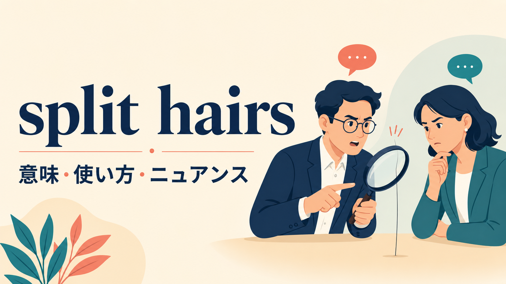 split hairsの意味・使い方・ニュアンスを解説するアイキャッチ