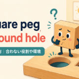 a square peg in a round holeの意味と使い方を表すアイキャッチ画像