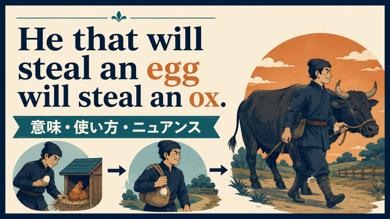 He that will steal an egg will steal an ox.の意味・使い方｜ニュアンス・例文を解説