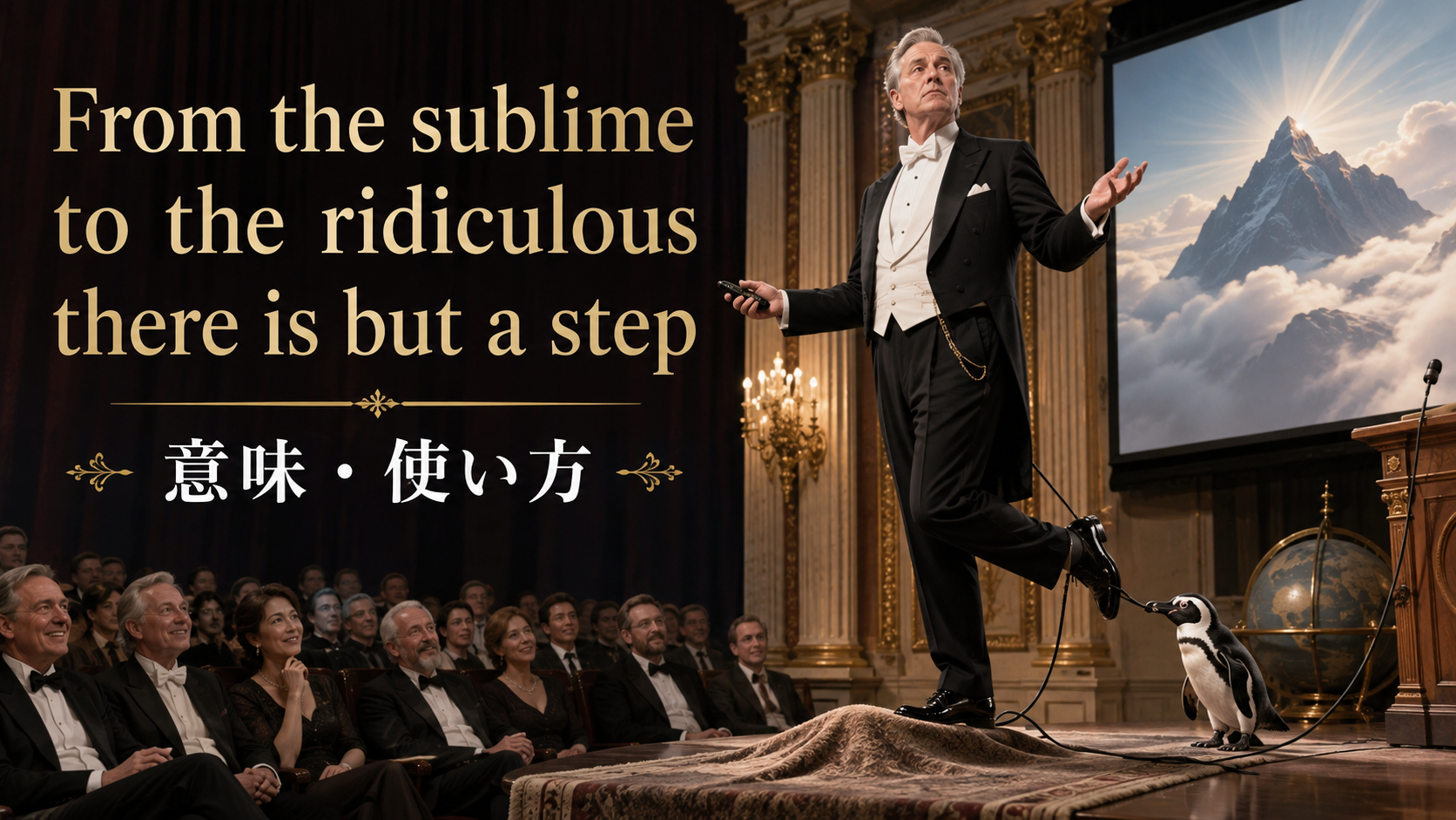 From the sublime to the ridiculous there is but a stepの意味は？使い方・ニュアンスと例文を解説