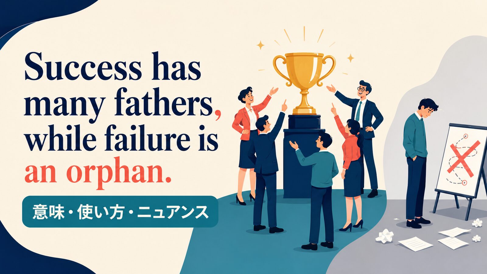 Success has many fathers, while failure is an orphan. の意味は？使い方・ニュアンスと例文