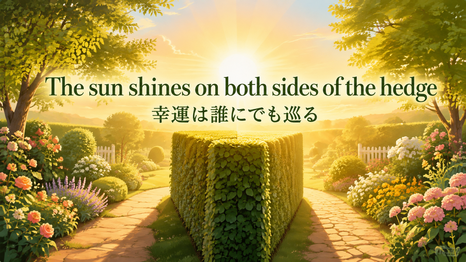 The sun shines on both sides of the hedge の意味・使い方｜ニュアンスと例文を解説