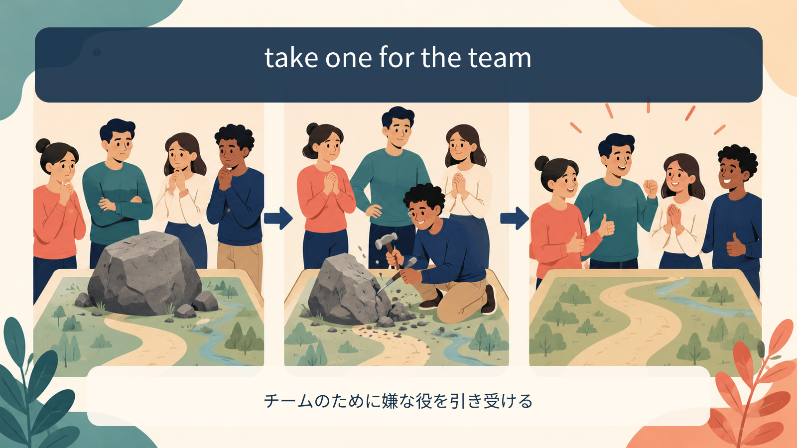 take one for the teamの意味を理解する解説イラスト