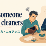 take someone to the cleanersの意味・使い方・ニュアンスを解説するアイキャッチ