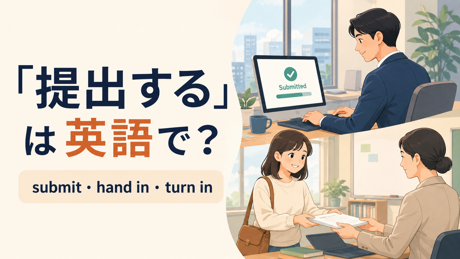 「提出する」の英語表現と使い分けを解説するアイキャッチ